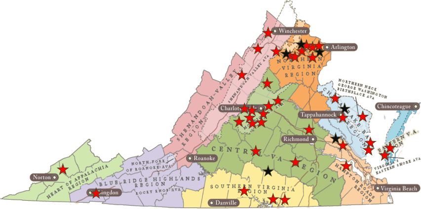 Map of Va Vineyards
