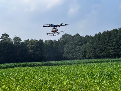 Researchers study herbicide spray applications using drones