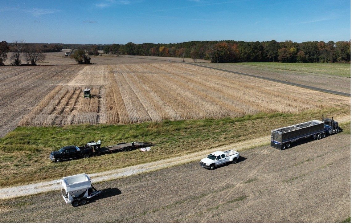 Aerial view of soybean fields