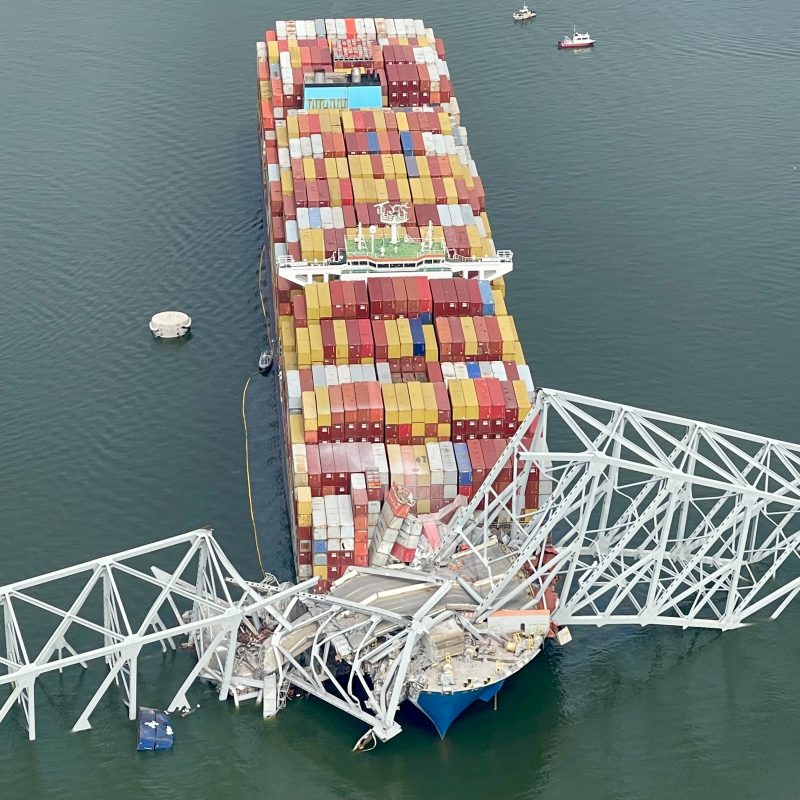 Cargo ship hits bridge in Baltimore
